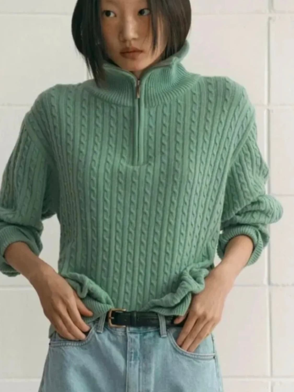 Sienne 시엔느 클래식 케이블 니트 민트 상품이미지1