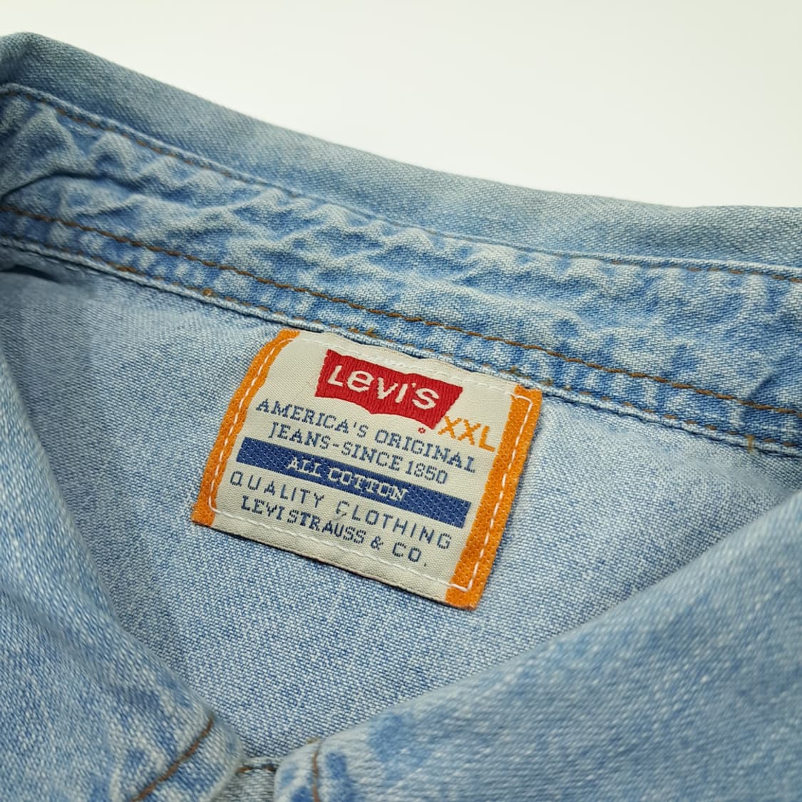 CL700 2XL 리바이스 90s 오렌지탭 웨스턴 연청 데님 셔츠 상품이미지3