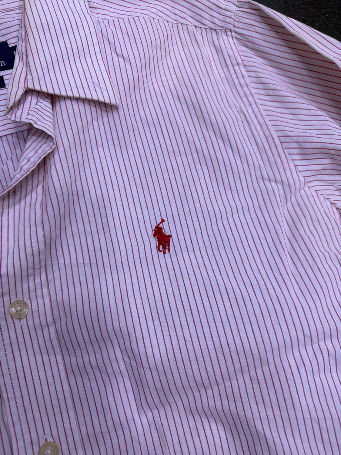 폴로 랄프로렌 커스텀핏 핀 스트라이프 셔츠 남방 핑크 M 상품이미지3