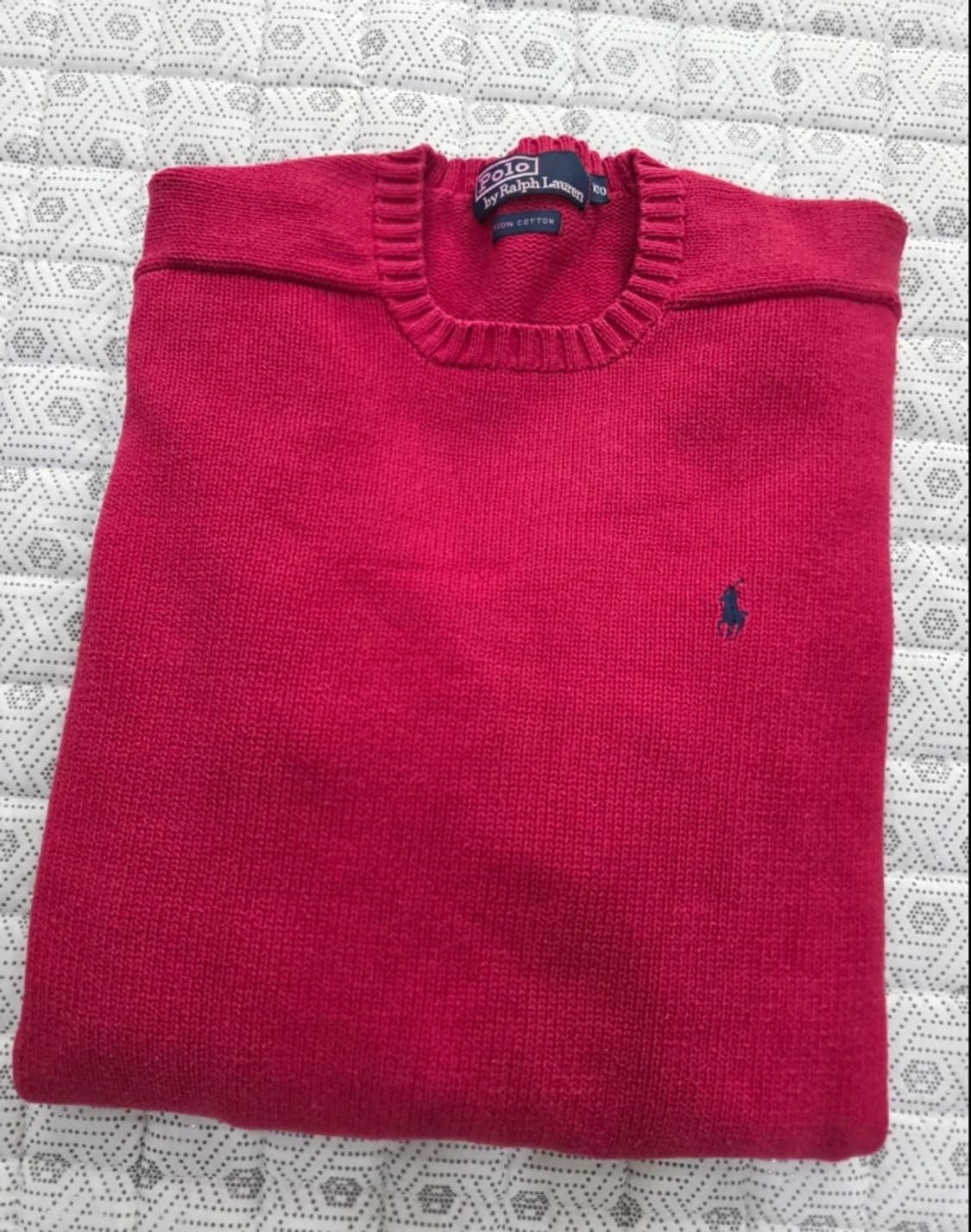 폴로 랄프로렌 레드 크루넥 니트 100 상품이미지4