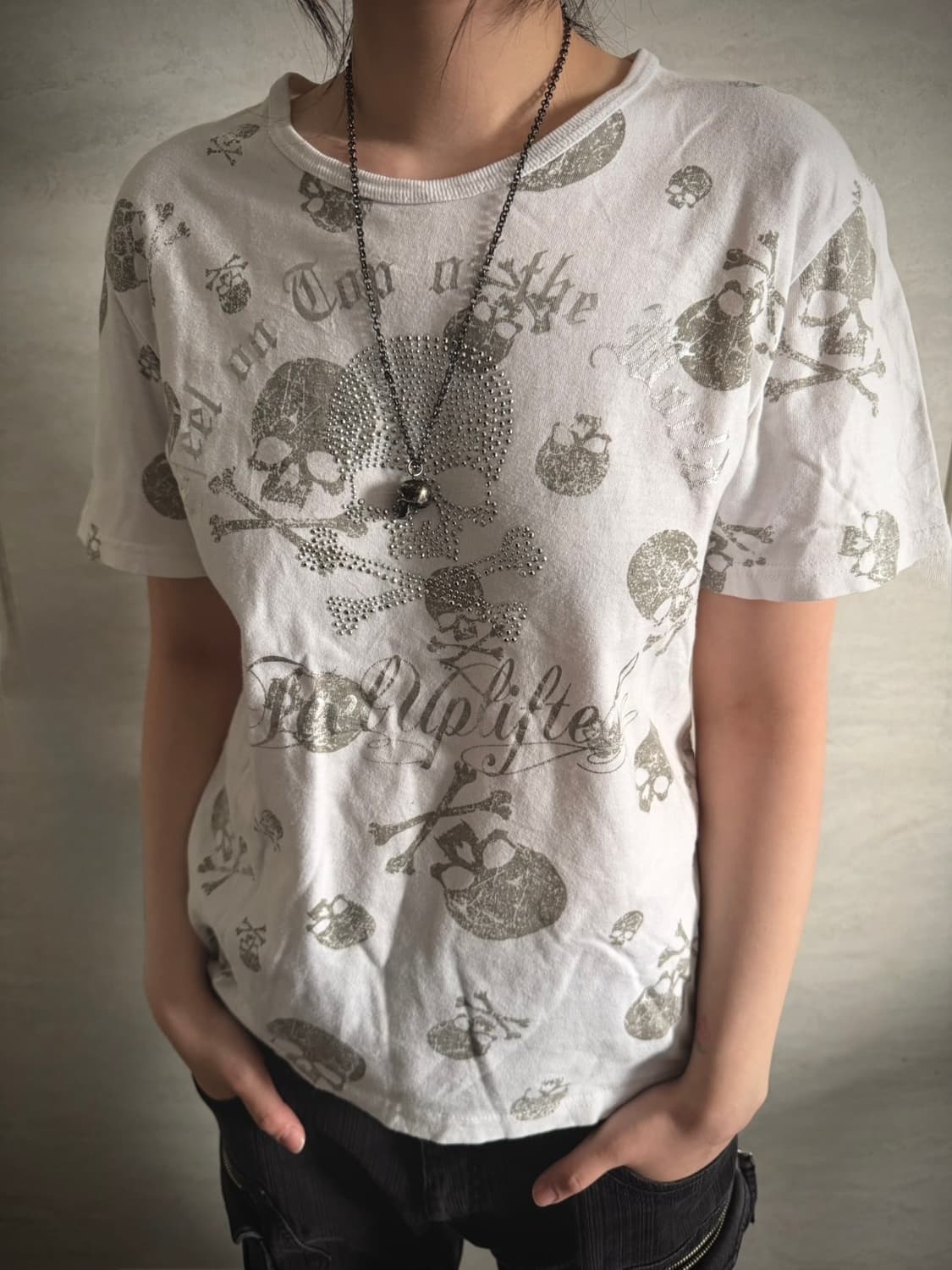 Skull print vintage t shirt 상품이미지1