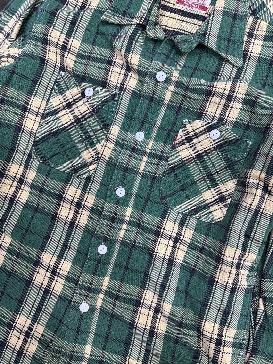 리바이스 헤비코튼 플란넬 그린 체크셔츠 M 상품이미지5