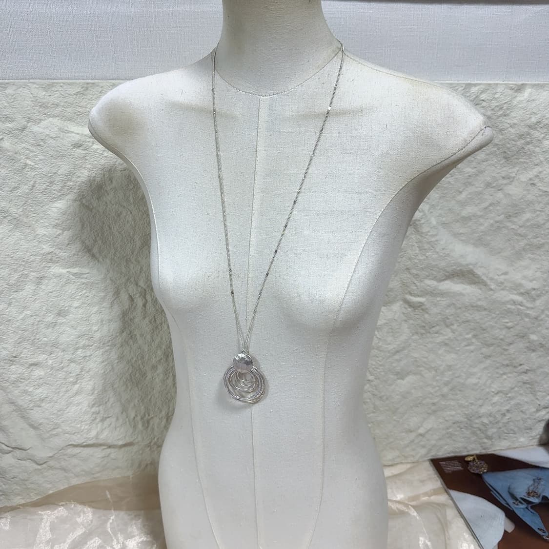 빈티지 중세 마테 실버톤 해머링 링 쿠바체인 목걸이 상품이미지1