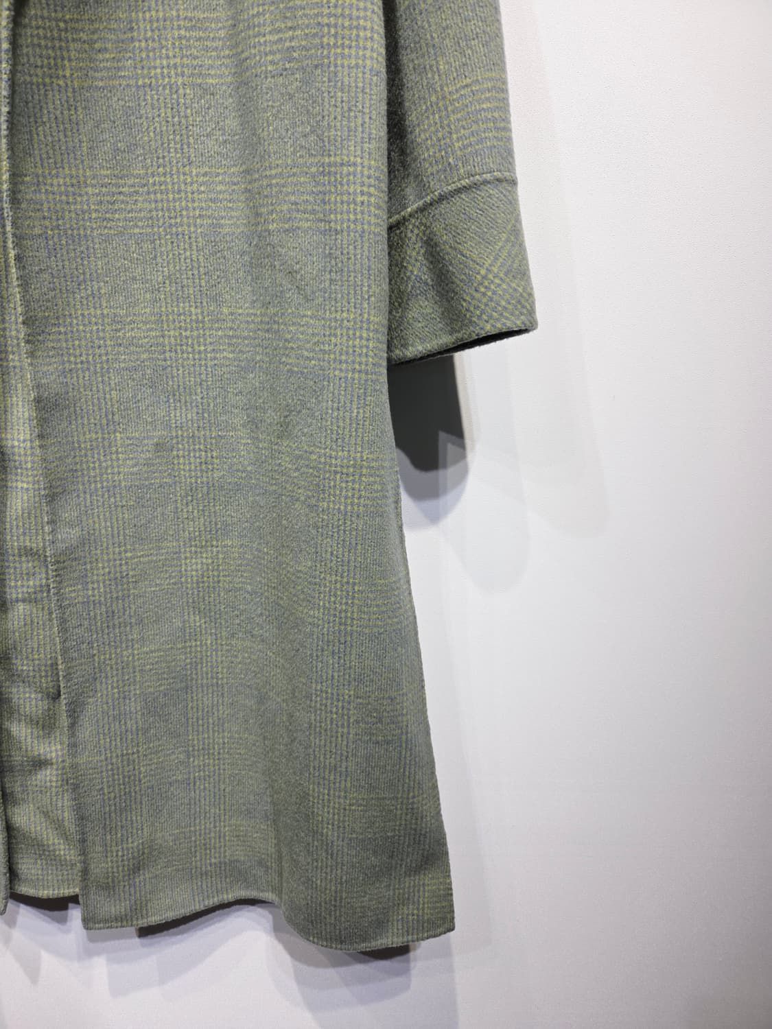 O'2nd 오즈세컨 애플그린 체크 앙고라 캐시미어 울 롱 코트 상품이미지5