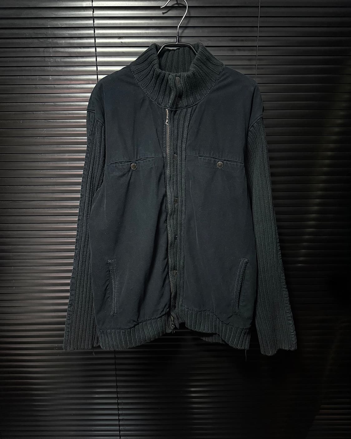 아르마니 익스체인지 니트 스웨터 믹스 집업 가디건 하이넥 명품 L 100 상품이미지2