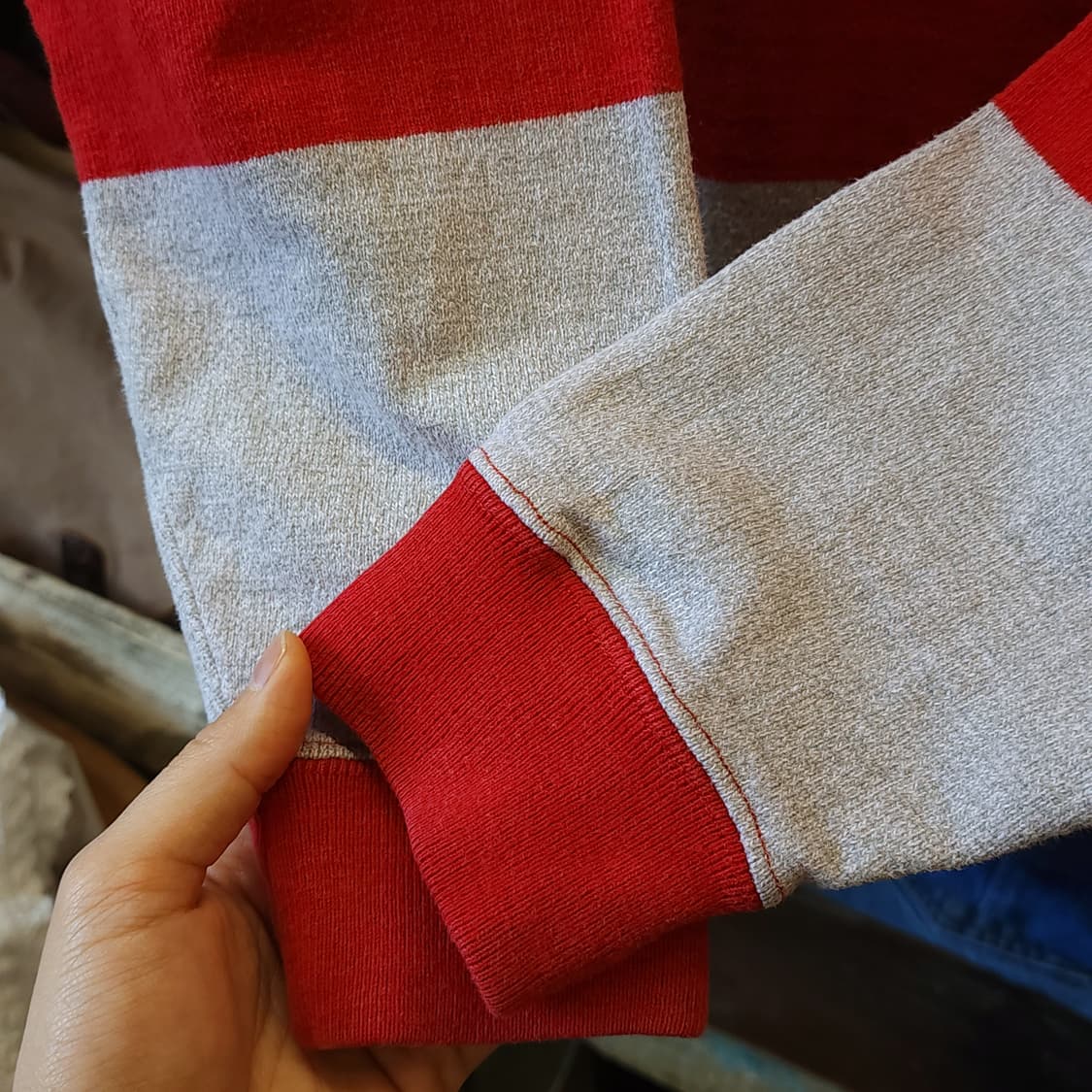 90s 폴로 럭비 카라티 헤비코튼 usa 메이드 빅 스트라이프 m 상품이미지7