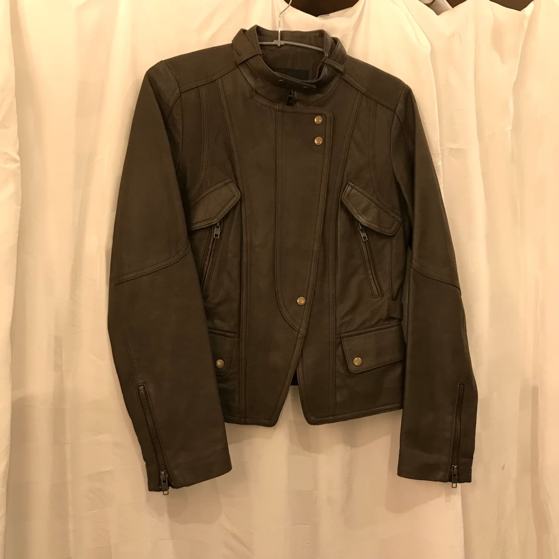 Hong Sung Wan  디자이너 램스킨 브라운 레더자켓 상품이미지4