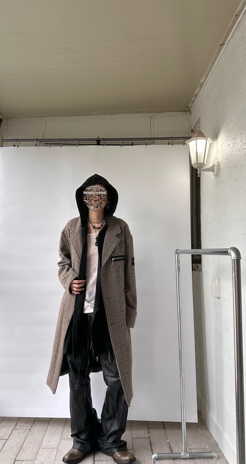 OY check pattern long coat 상품이미지4
