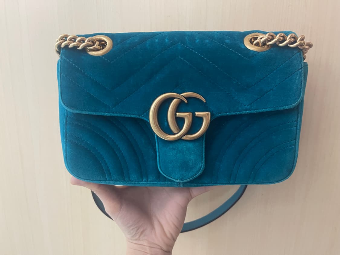 구찌 마몽 마몬트 벨벳 미니백 터키옥색 상품이미지2