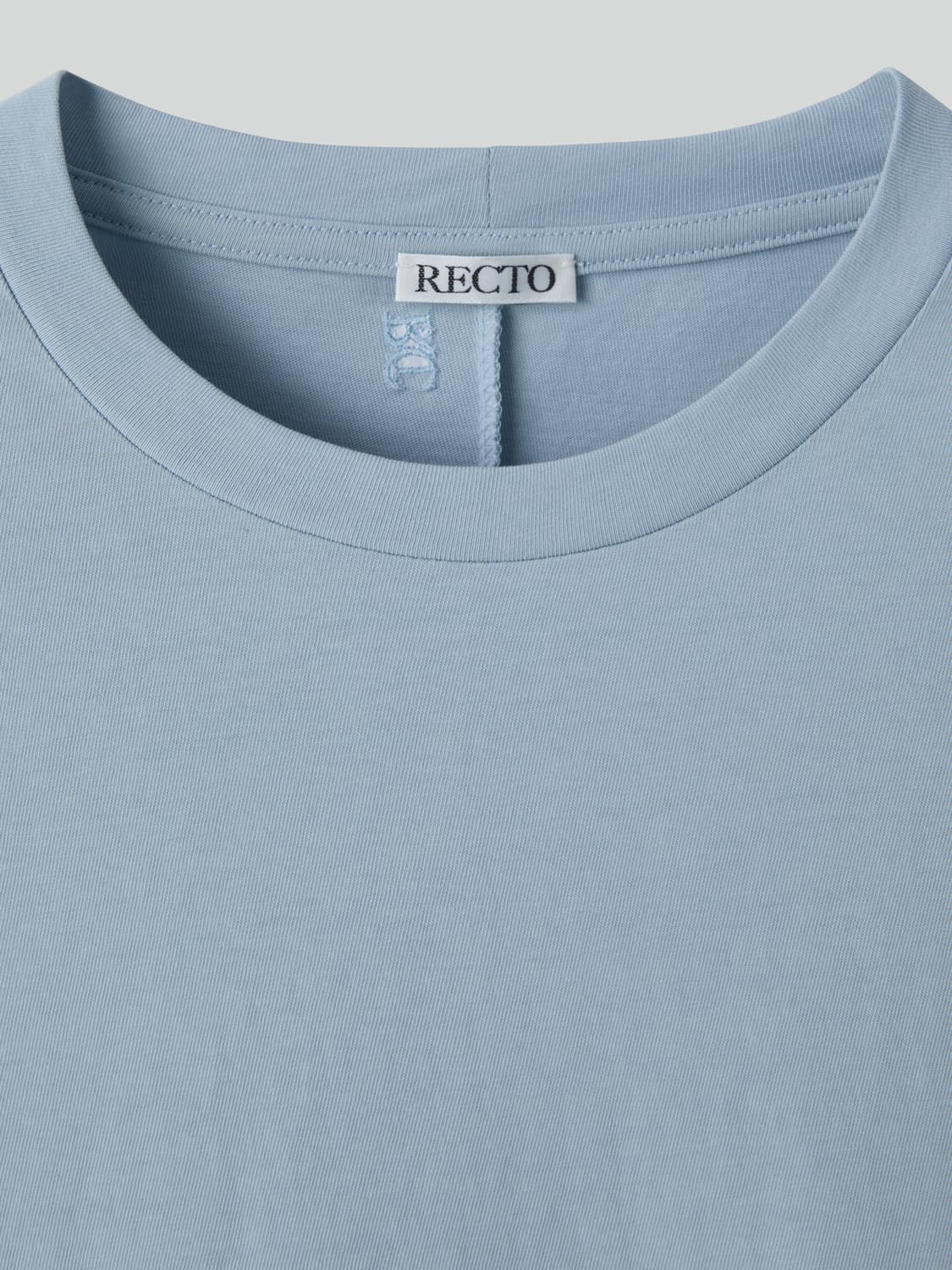 렉토 26SS 절개 자수 오버핏 코튼 반팔 티셔츠 스카이블루 상품이미지3