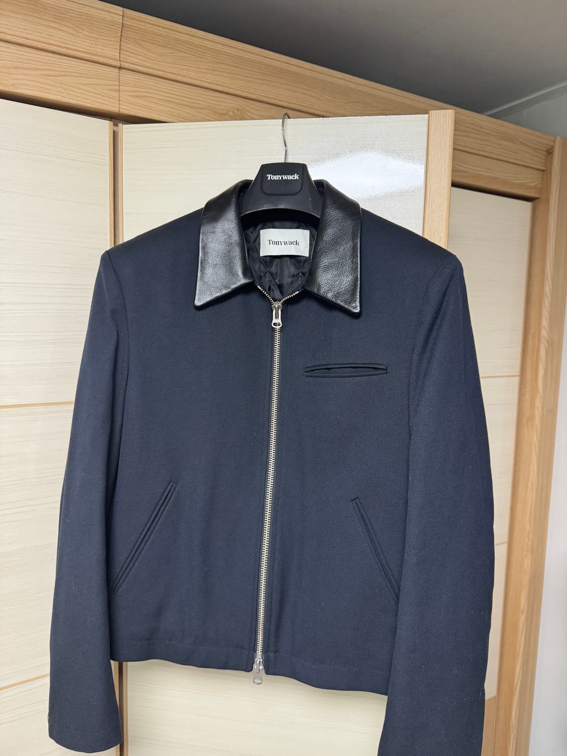 토니웩 LEATHER WOOL COTTON BLOUSON NAVY 상품이미지1