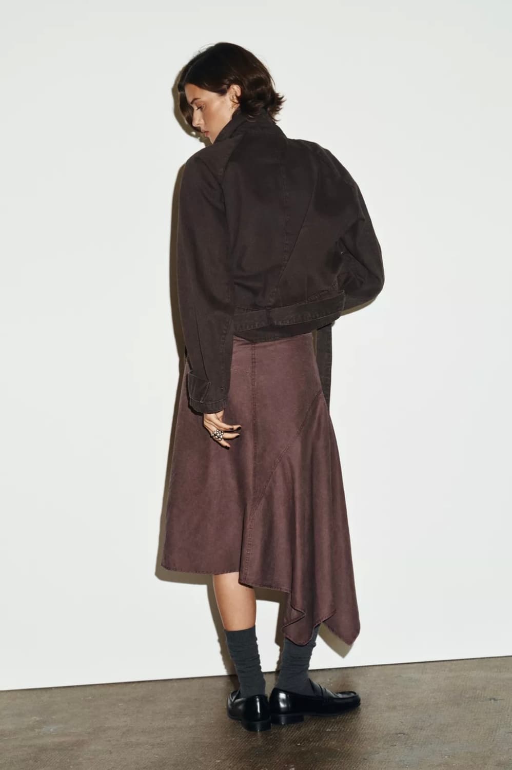 자라 워싱효과 비대칭 파라오 스커트 상품이미지2