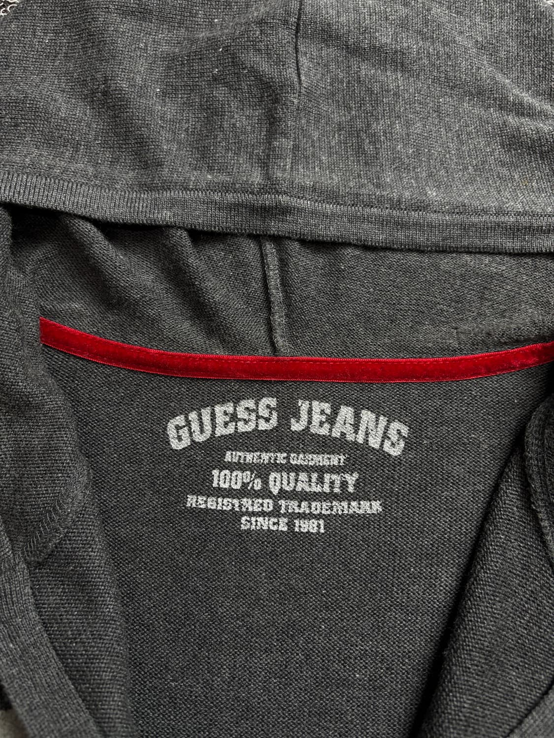 게스 빅로고 y2k 배색 후디 니트 집업 그레이 2003 상품이미지4