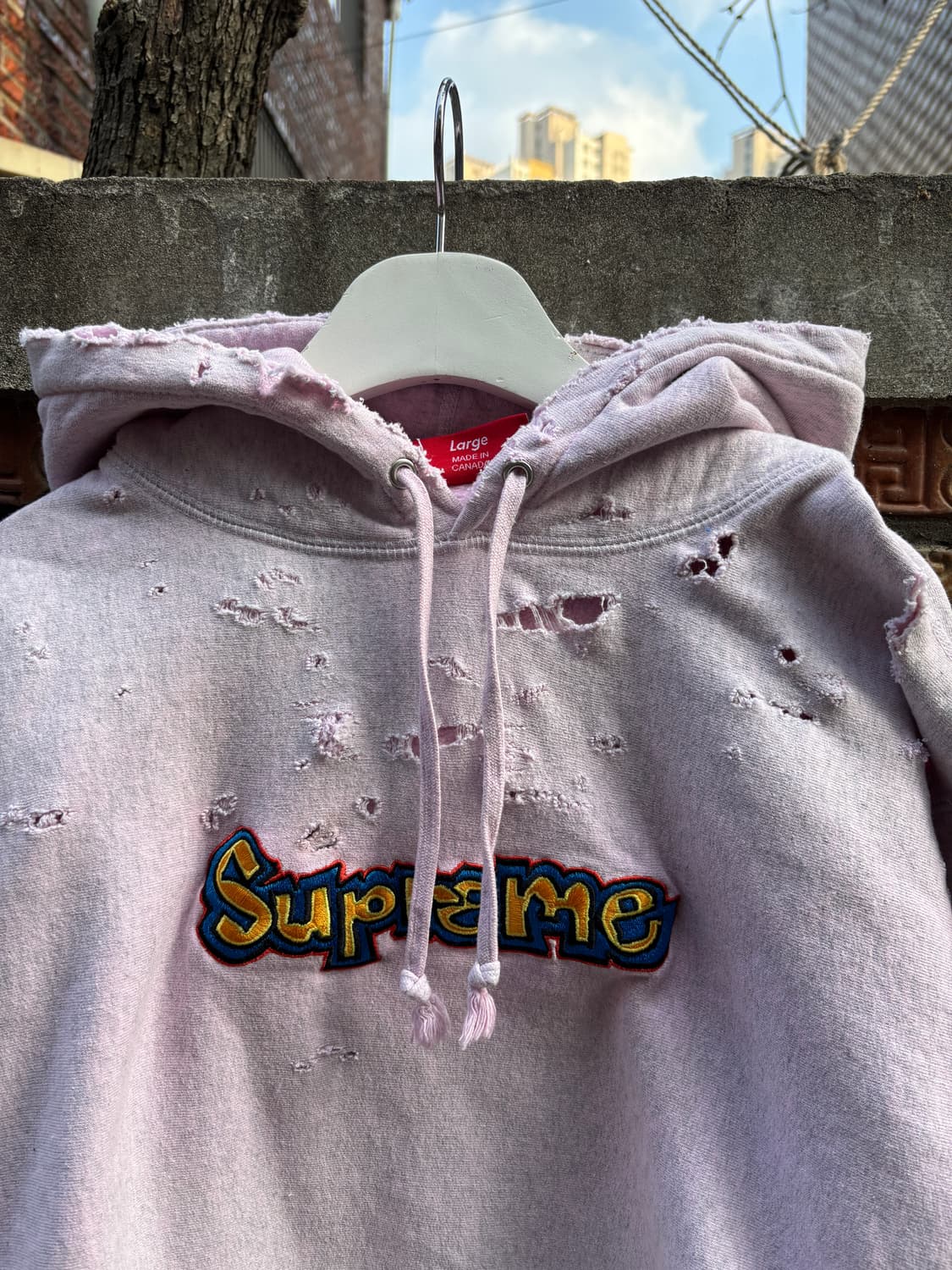 18ss 슈프림 핑크다잉 디스트레스드 gonz 후드 상품이미지1