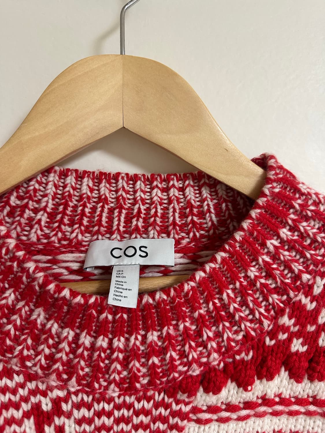 COS 코스 레드 화이트 케이블 니트 스웨터 상품이미지2