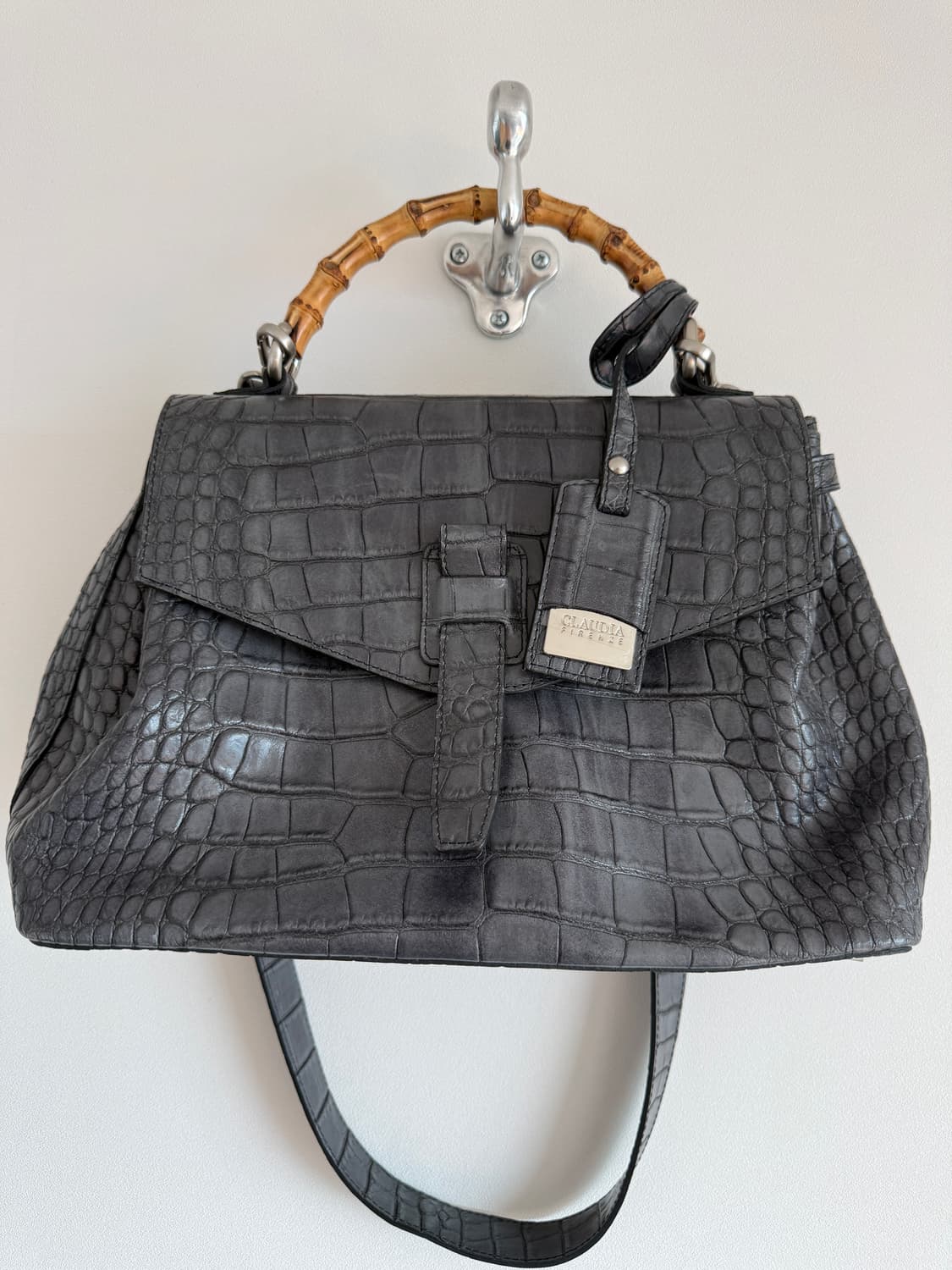 CLAUDIA 크로커패턴 뱀부 토트백(ITALY, 숄더 가능) 상품이미지3