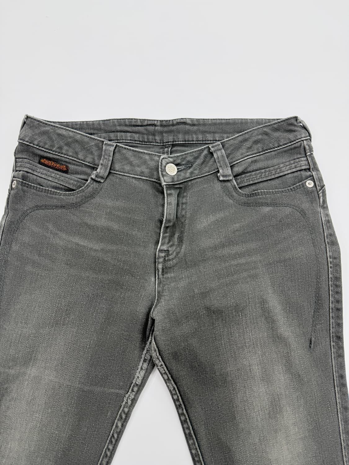 빈티지 그레이 자수 포인트 로우라이즈 부츠컷 데님 팬츠 상품이미지2