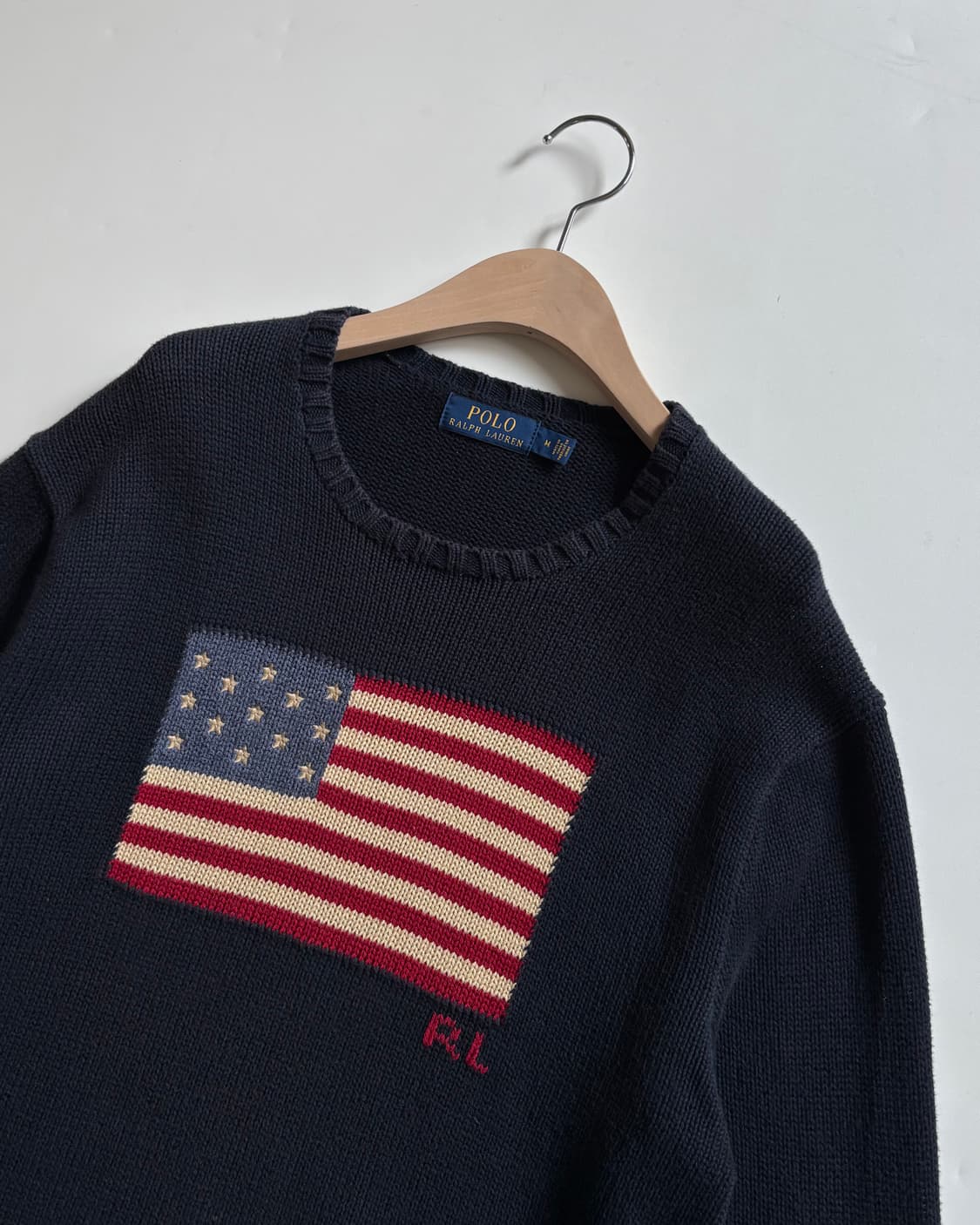 Polo 폴로 랄프로렌 신형 성조기자수 네이비컬러 크루넥 니트 상품이미지3