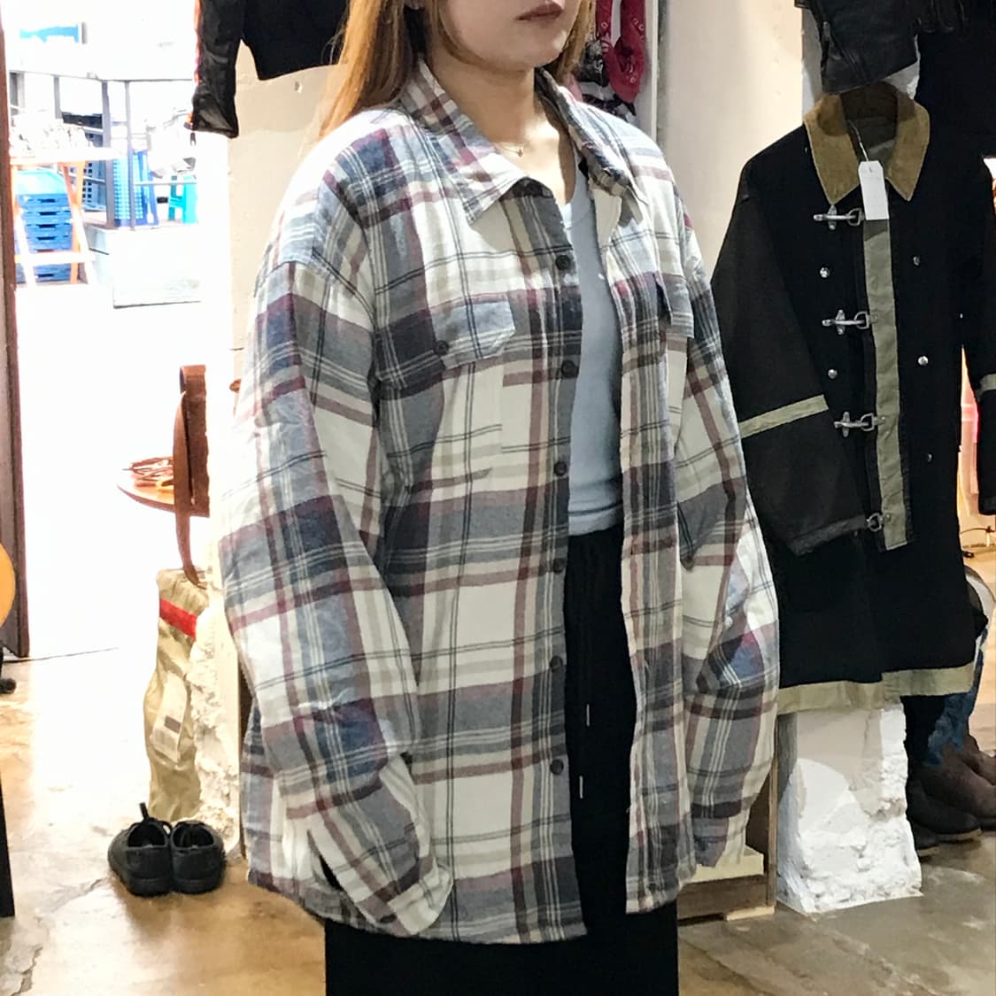 랭글러 아이버리 플란넬 체크 양털 셰르파 자켓 남성 120 빅사이즈 상품이미지6