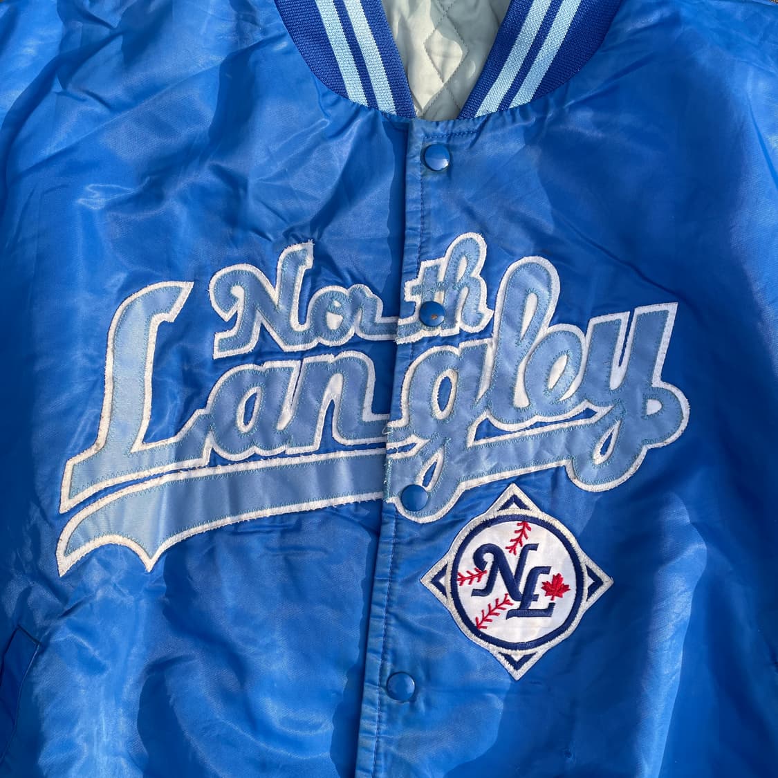 90s 빈티지 올드스쿨 사틴 바시티 자켓 힙합 스타디움 점퍼 XXL 상품이미지3