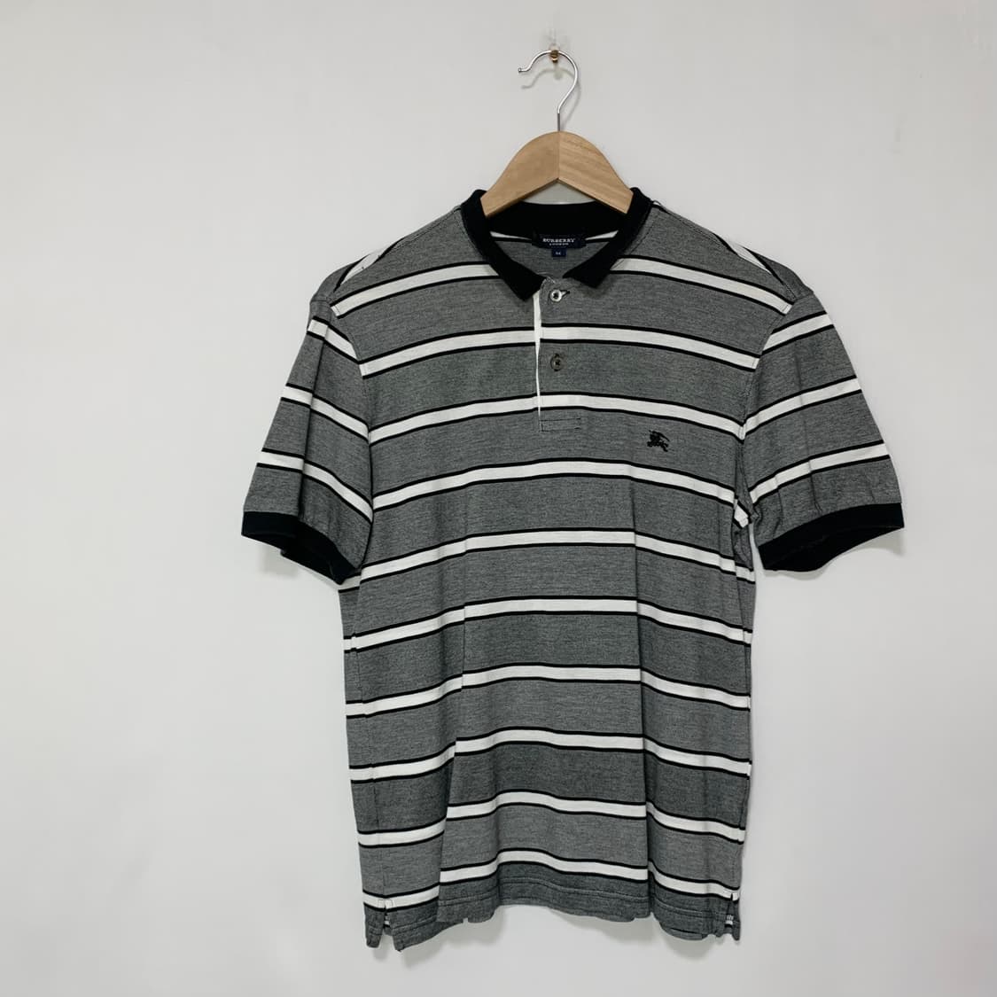 버버리 스트라이프 반팔 카라 티셔츠 M 무채색 00s 남녀공용 상품이미지1