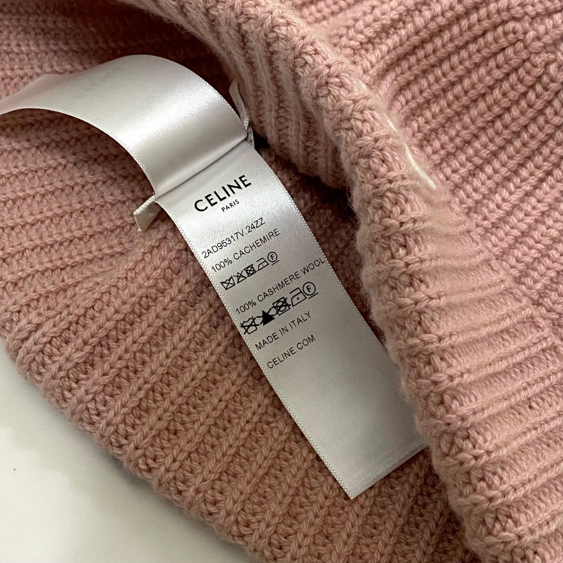 거의새것 셀린느 트리오페 로고 캐시미어 비니 핑크 상품이미지5