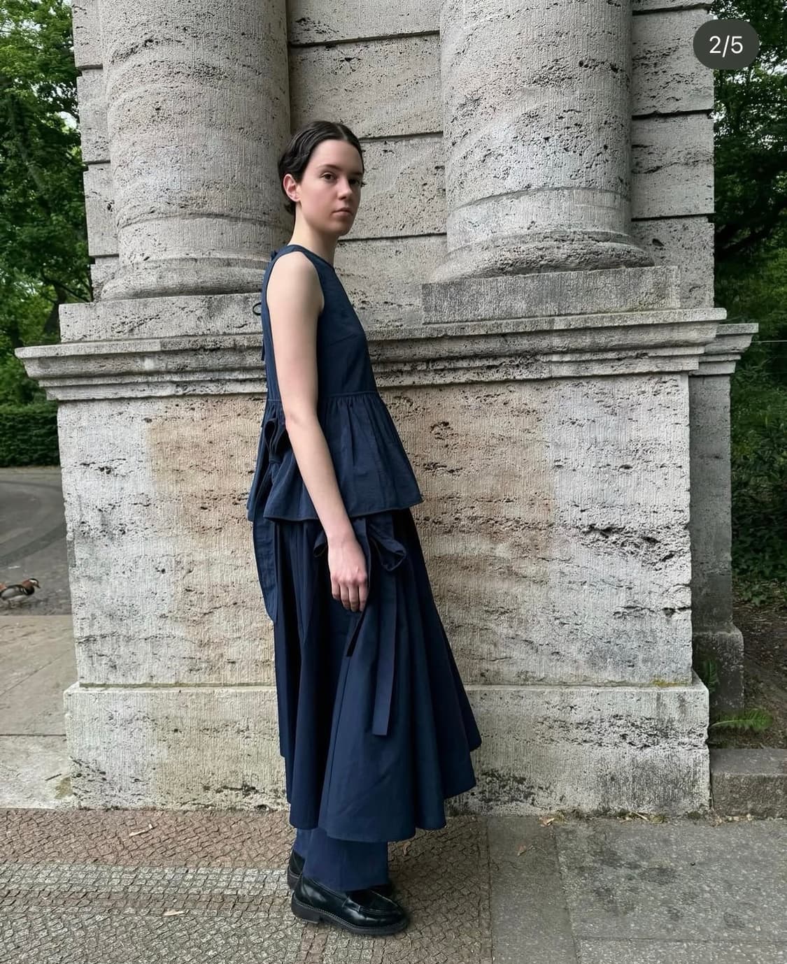 Doble Strap Ribbon Skirt (Navy) 상품이미지3