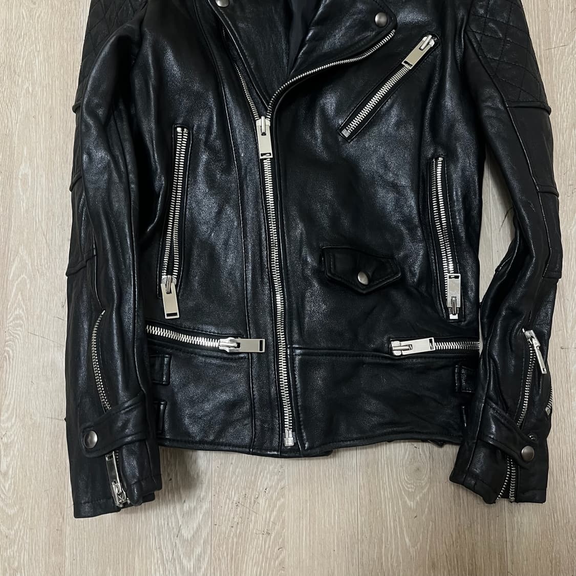 남성 천연 양가죽 더블 라이더 가죽자켓 L/100  상품이미지3
