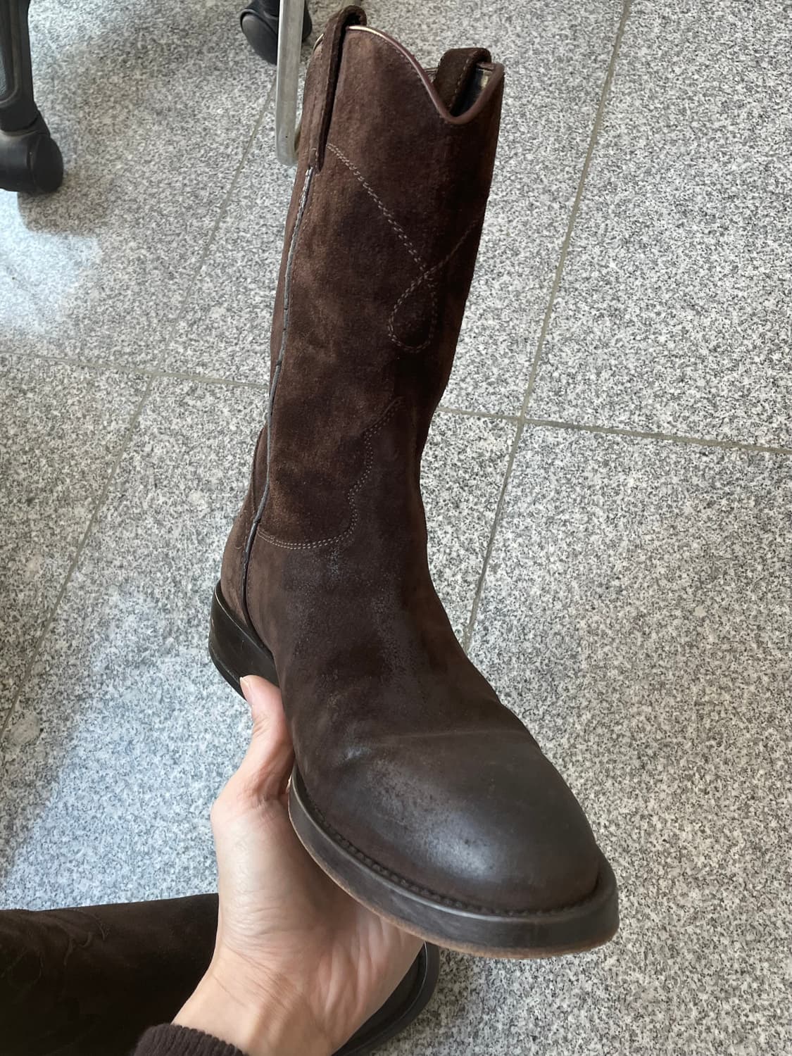 [40]부테로 웨스턴 부츠 다크브라운 러프아웃 메이드 인 이태리 상품이미지1