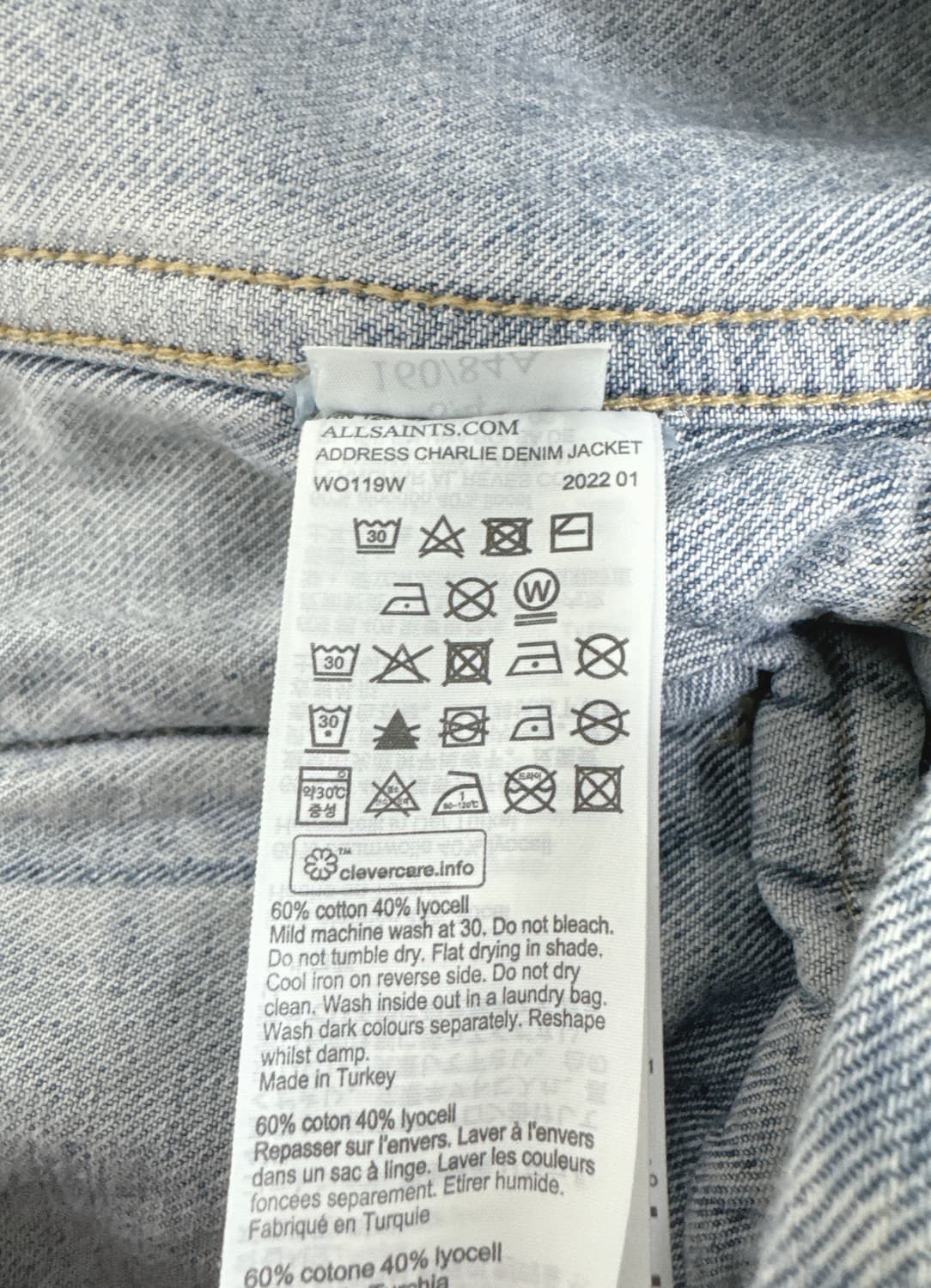 올세인츠 연청 데님 자켓 상품이미지9