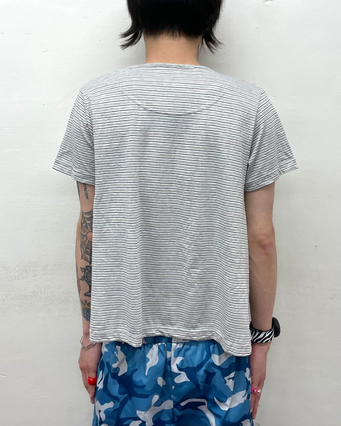 Shirring Gray Stripe T-shirt  상품이미지2