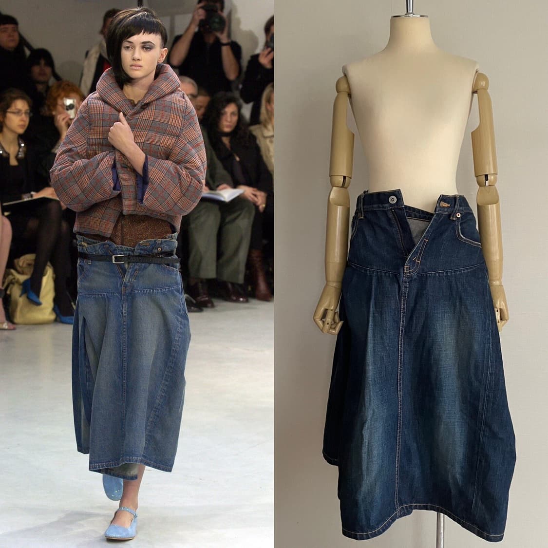 fw04 hip hung draped denim skirt 상품이미지2