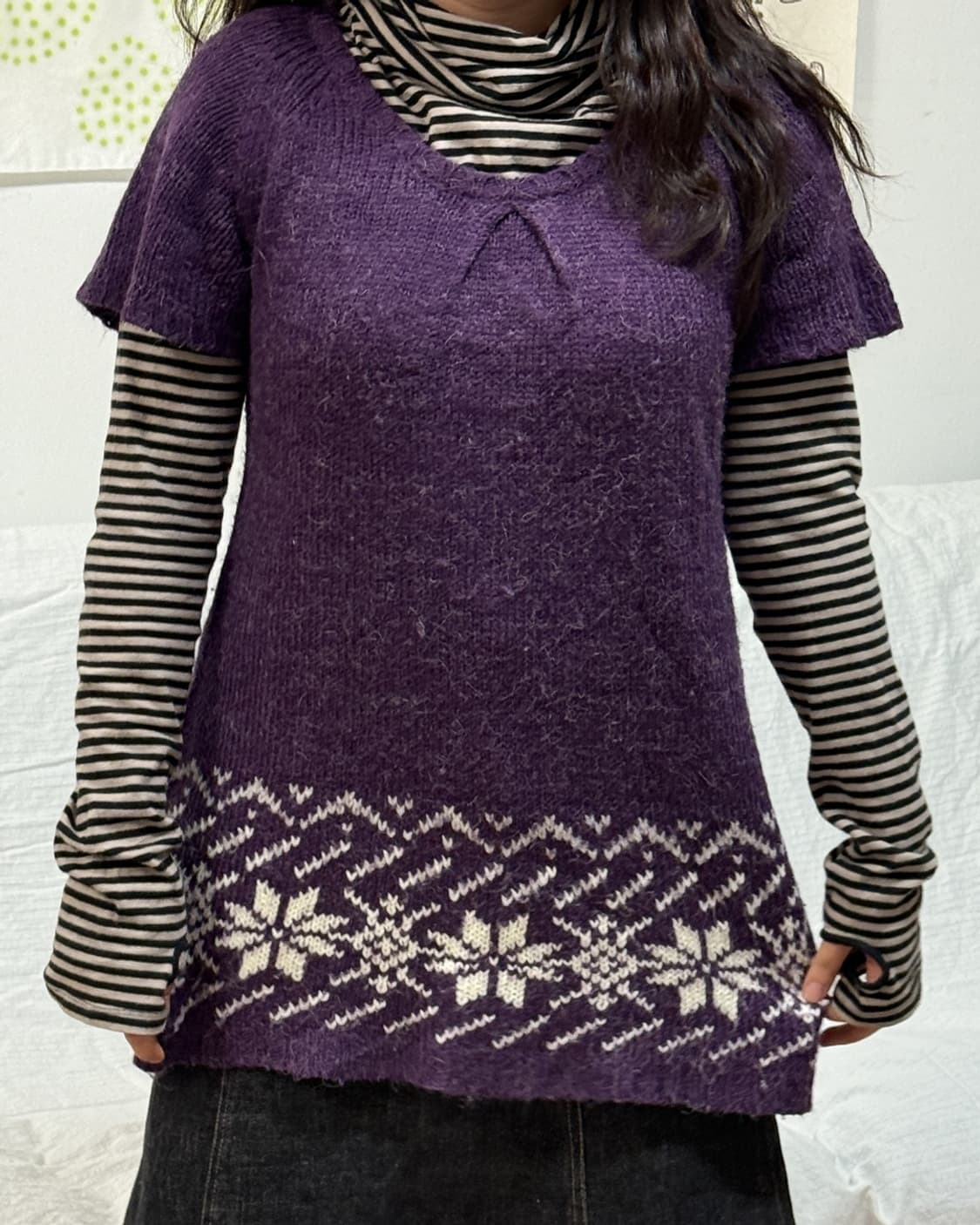 exocet 폴라포맛 눈꽃 반팔 니트 상품이미지2