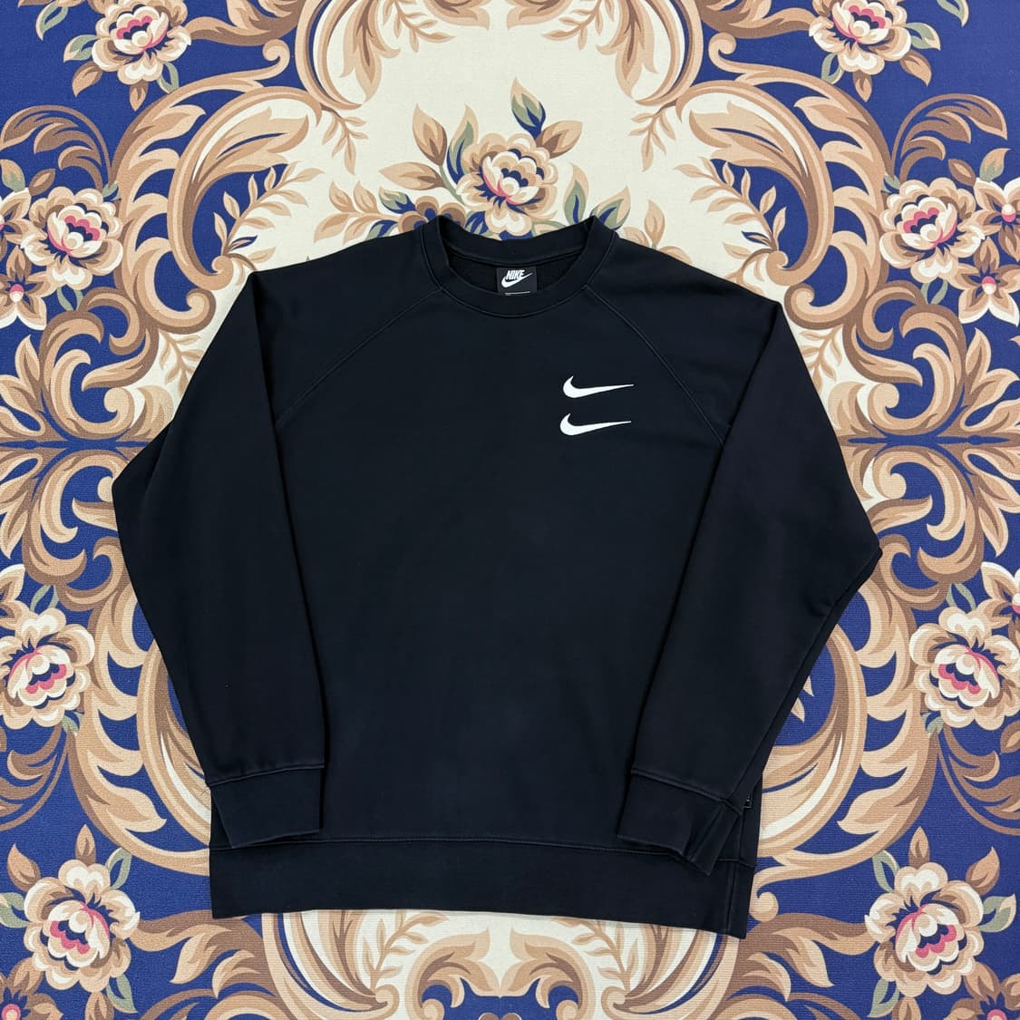 (XL)나이키 Nike 더블 스우시 맨투맨(블랙,뒷판 빅로고) 상품이미지1
