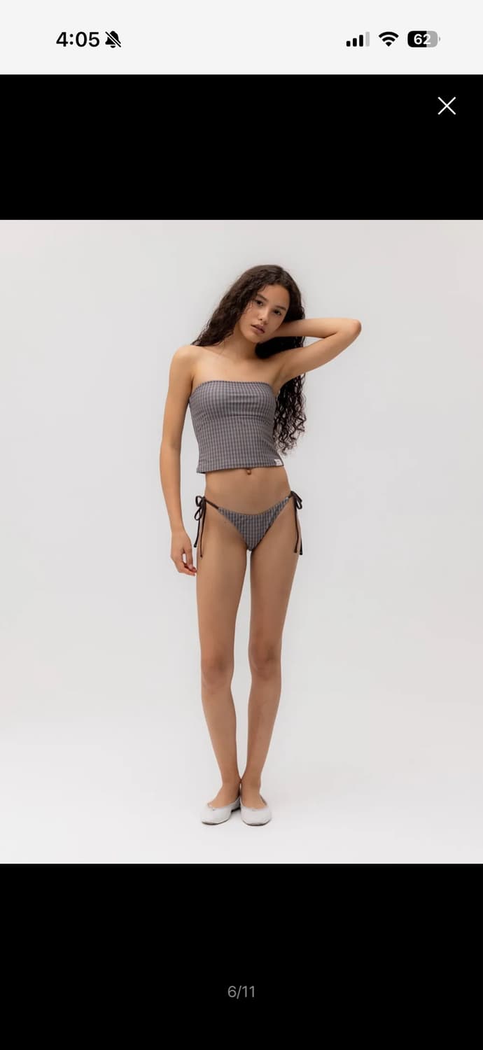 글로니 glowny 비키니 G GINGHAM BANDEAU BROWN 상품이미지1