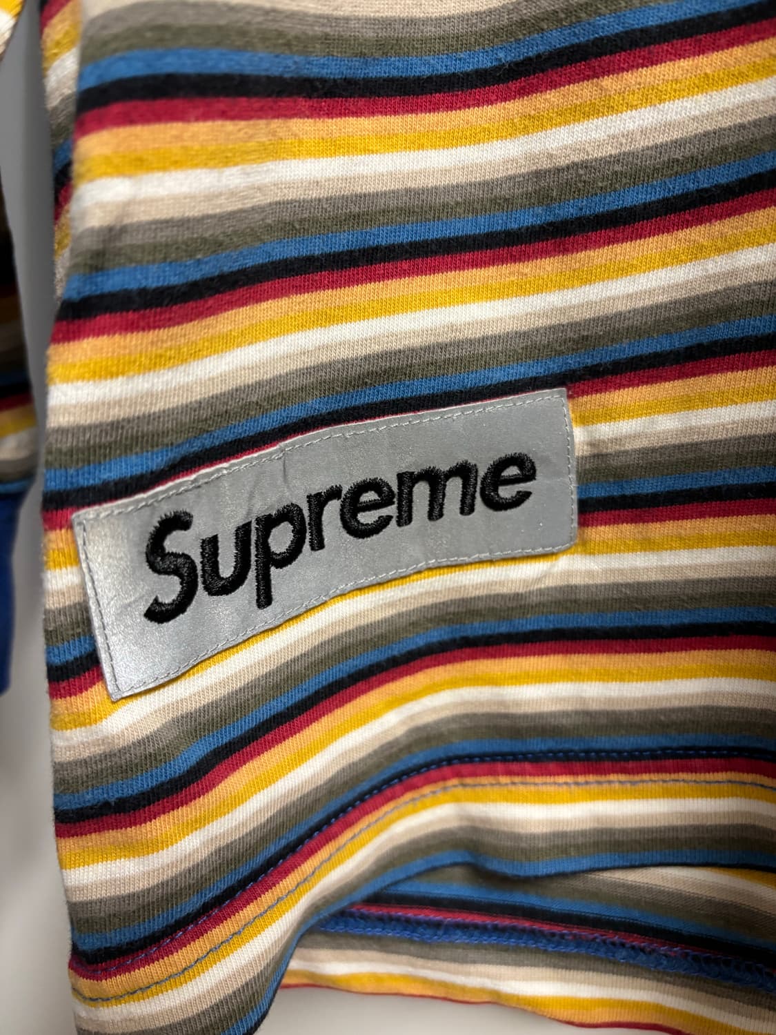 [L] 슈프림 멀티 스트라이프 리플렉티브 패치 롱슬리브 티셔츠 상품이미지4