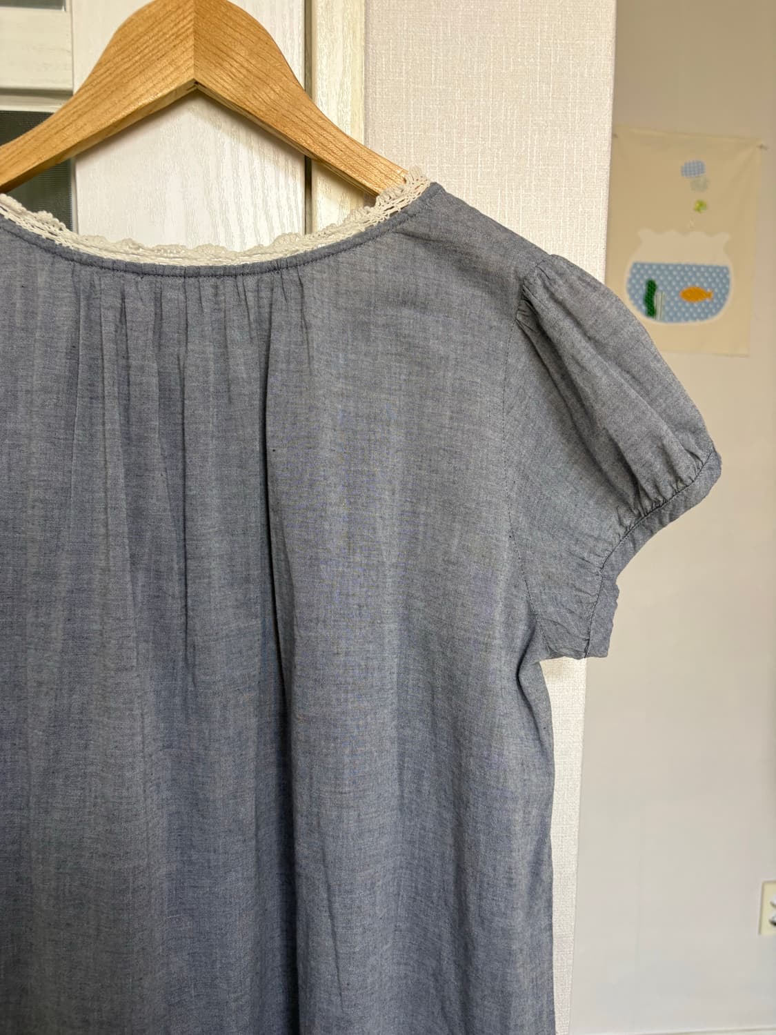 크로쉐 버튼 반소매 블라우스 상품이미지5