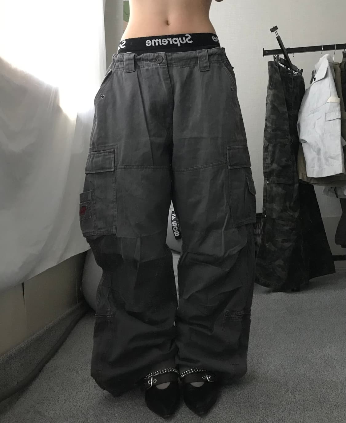 아베크롬비 그레이 와이드핏 카고팬츠 상품이미지5