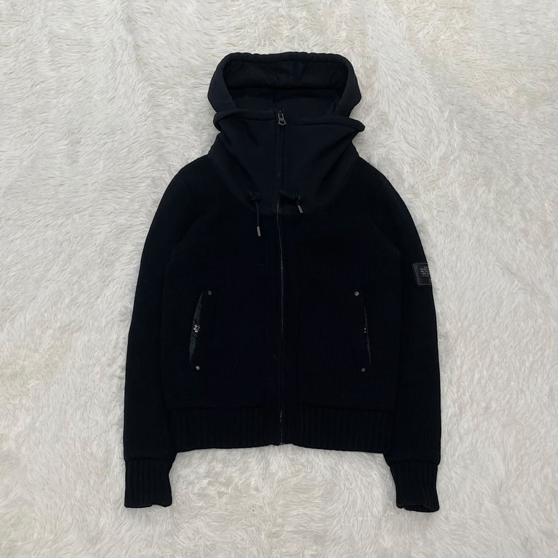 디젤 Diesel 후드 니트 집업 자켓 블랙 상품이미지3