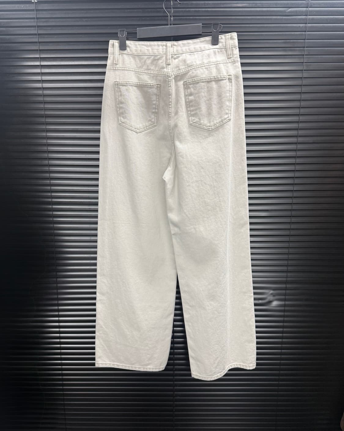 느낌표 크림 화이트 데님 와이드 팬츠 워크 M 29 워시드 일자 아이보리 상품이미지5