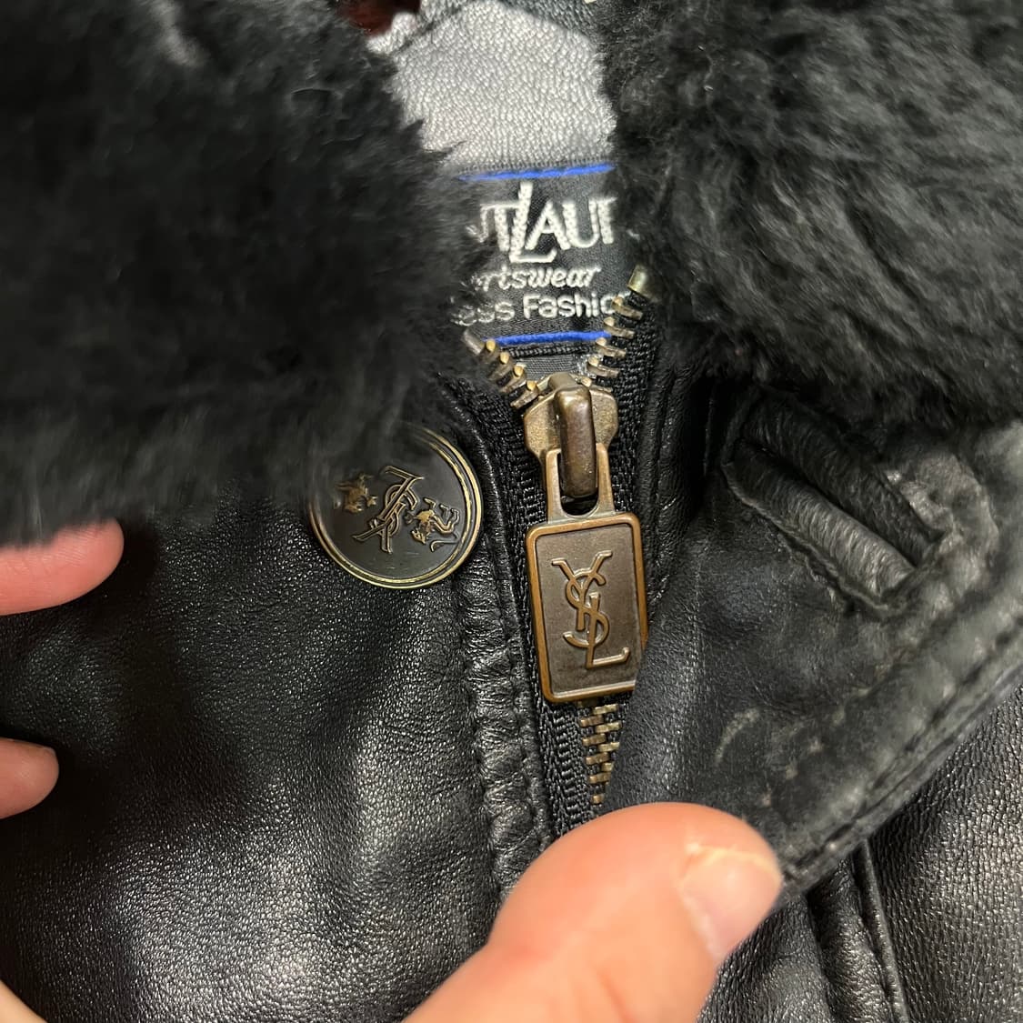100 입생로랑 투웨이 퍼카라 램스킨 가죽 자켓 상품이미지5