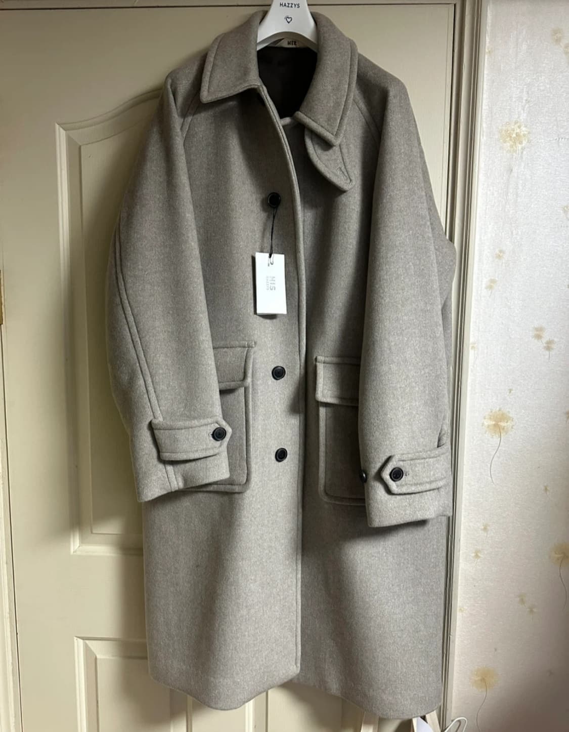 헤지스 캐시미어 혼방 헤링본 발마칸 코트 L 사이즈 상품이미지1