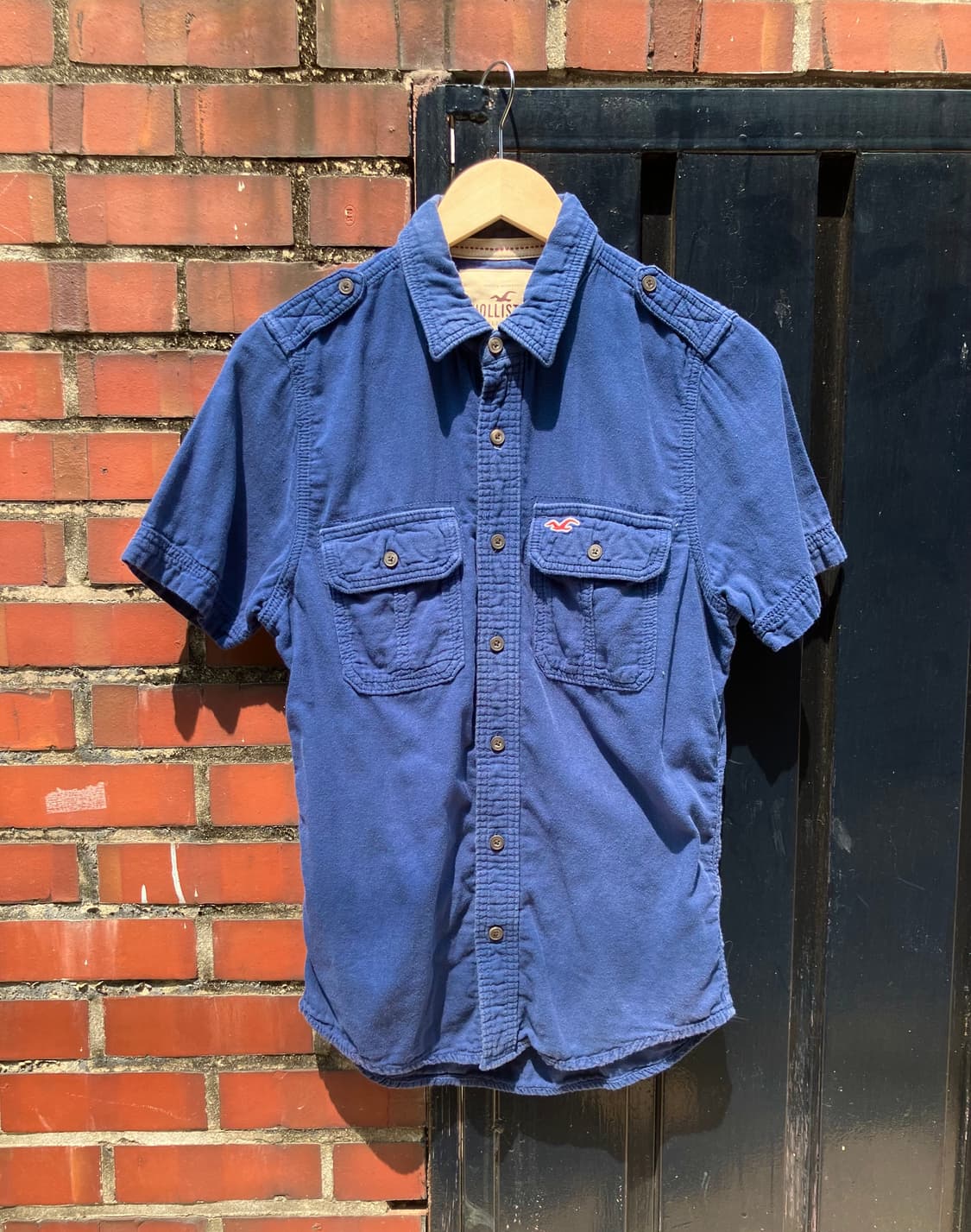 Hollister 블루 포켓 반팔 셔츠 M 상품이미지1