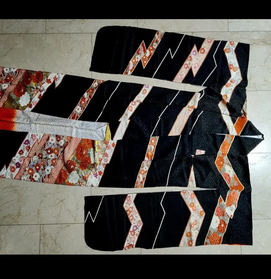 일본 장인제작 실크 후리소데 기모노+오비+속 기모노 세트2 상품이미지2