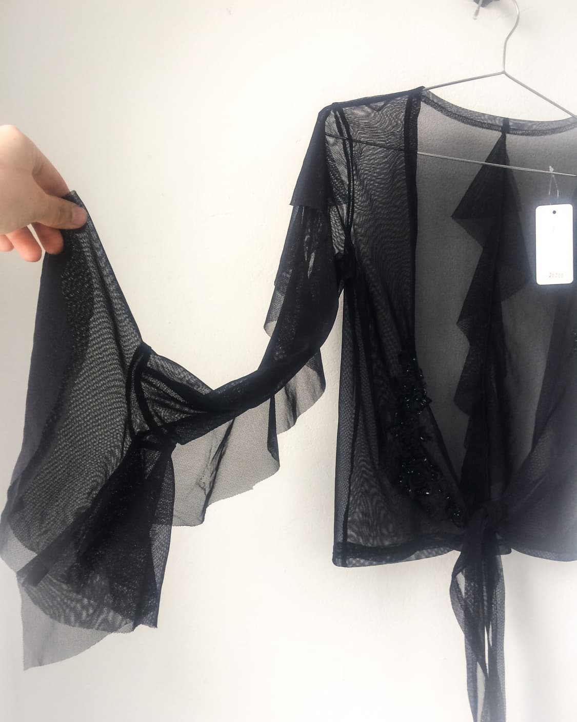Ruffle point mesh cardigan 상품이미지3