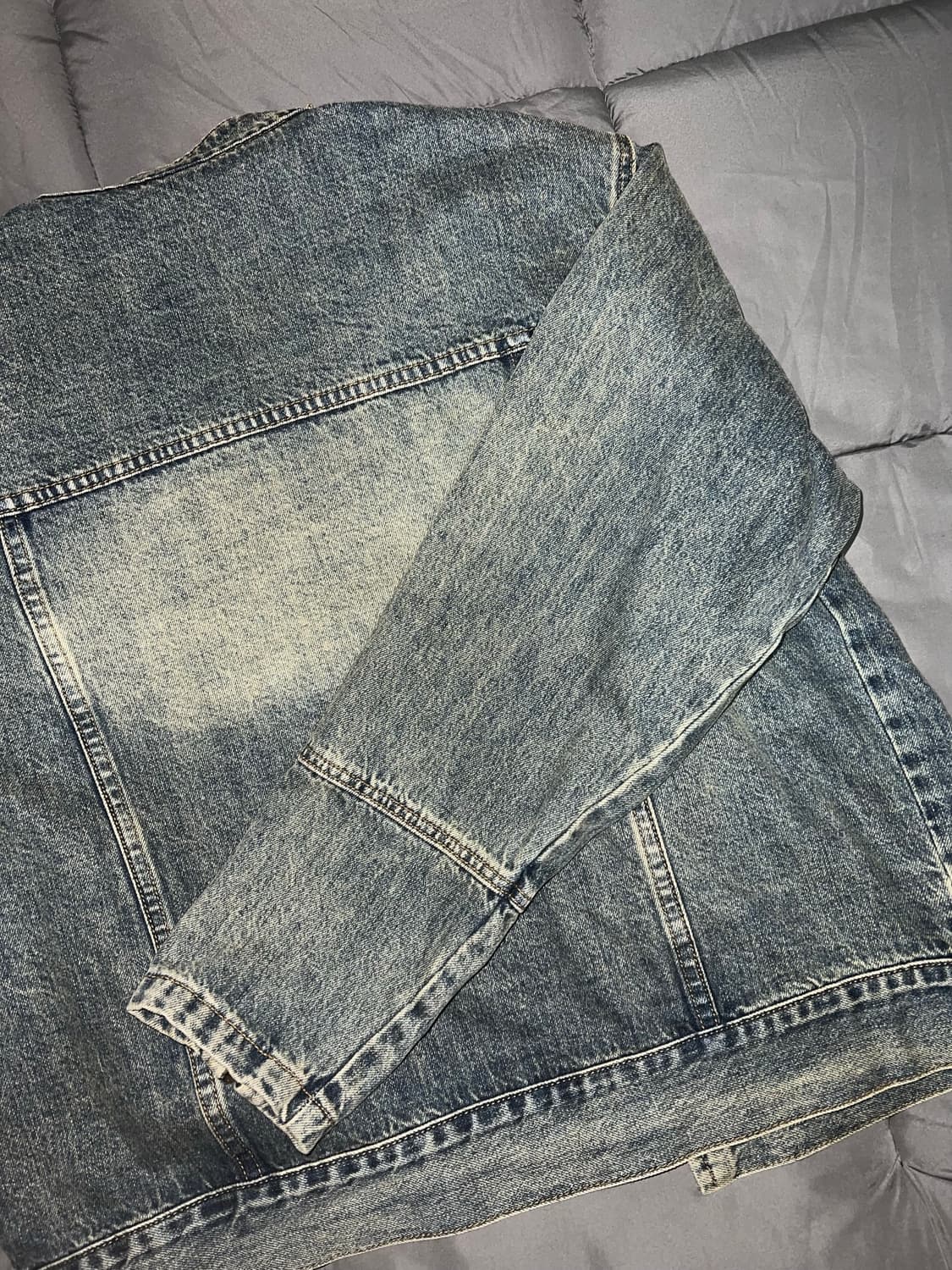 파르티멘토 페이드 워싱 데님 바이커자켓 상품이미지4