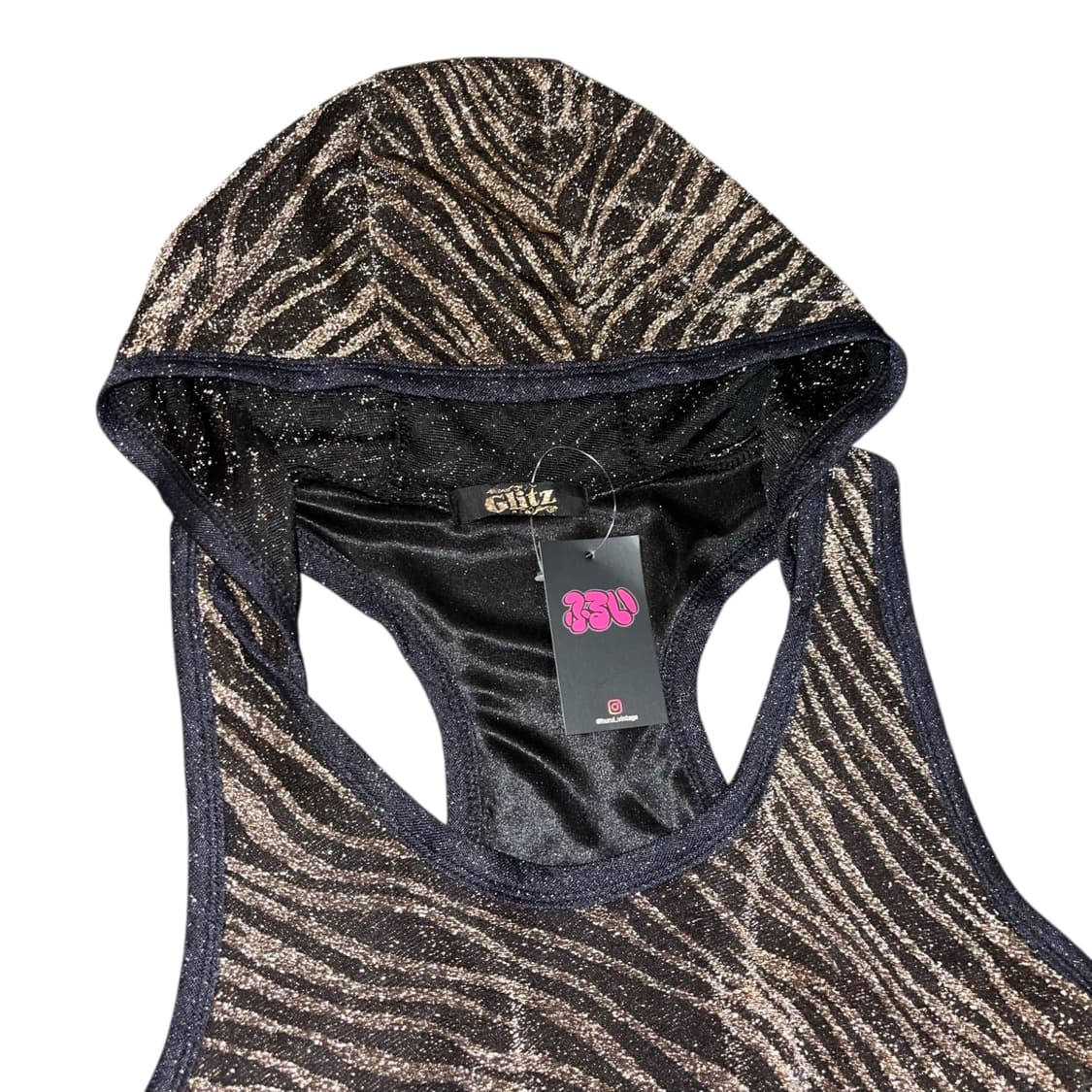 Glitz 글리츠 글리터 지브라 후드 나시 갸루y2k 상품이미지3