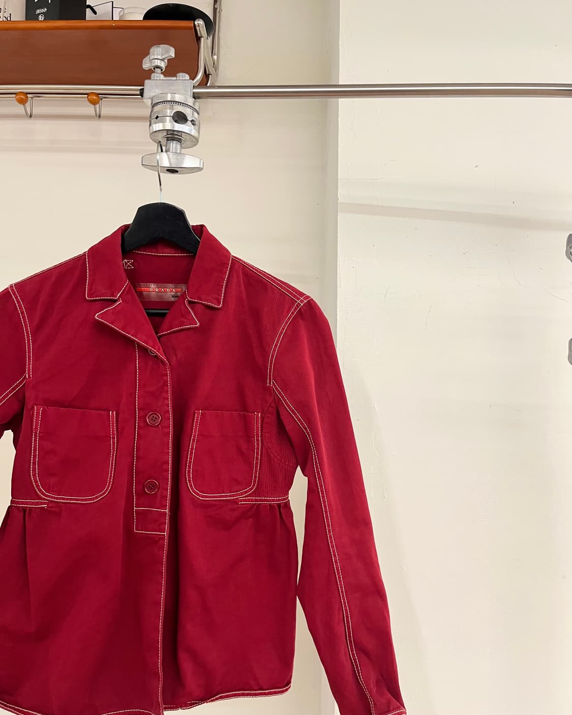 프라다 레드 코튼 버튼 업 자켓 상품이미지4