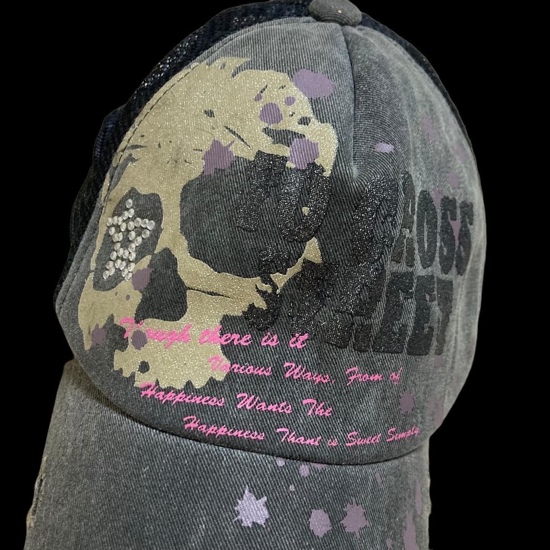 빈티지 펑크 스컬 프린팅 매쉬 트러커캡 상품이미지3