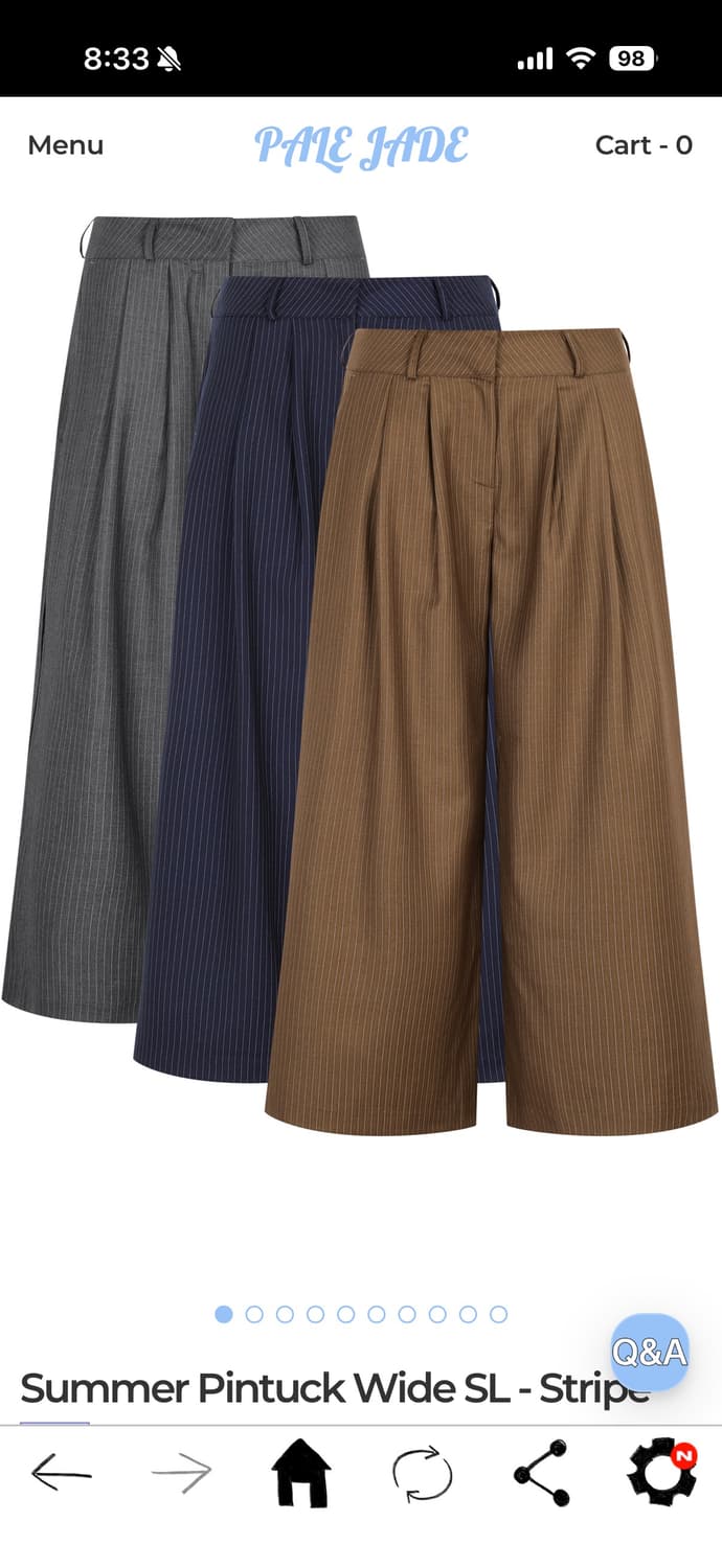 페일제이드 핀턱 와이드 스트라이프 팬츠 네이비 상품이미지1